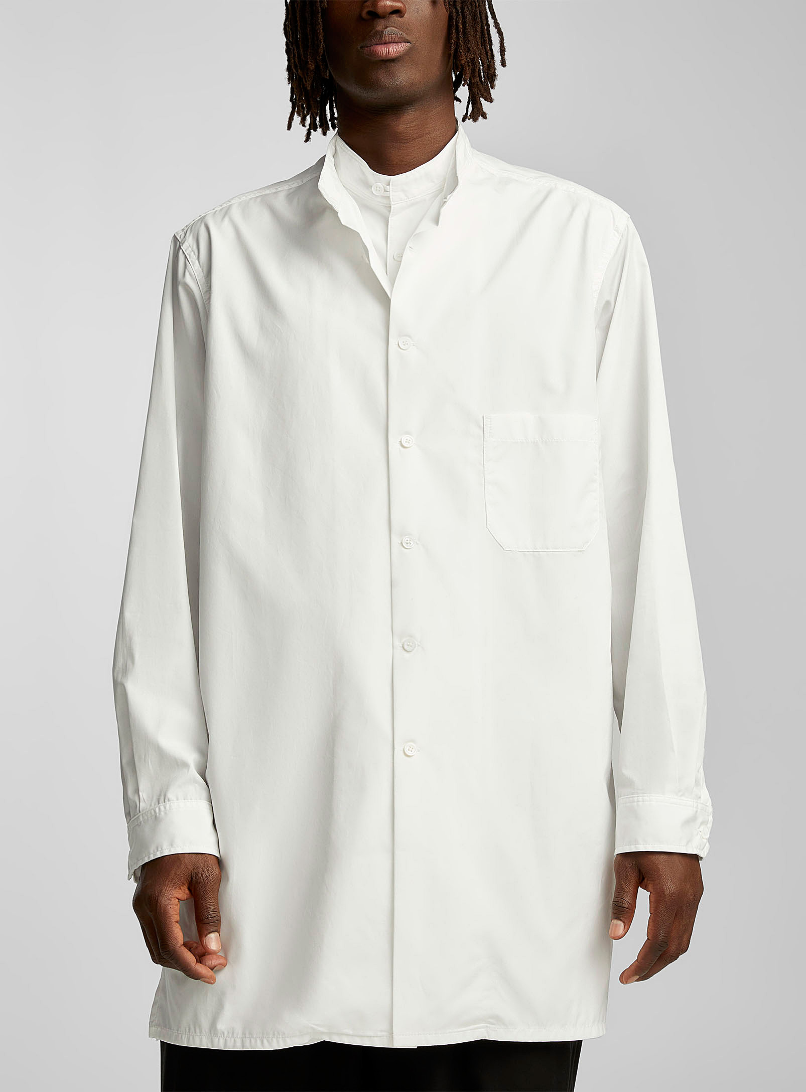 Yohji Yamamoto - Men's Double-officer-collar longline shirt