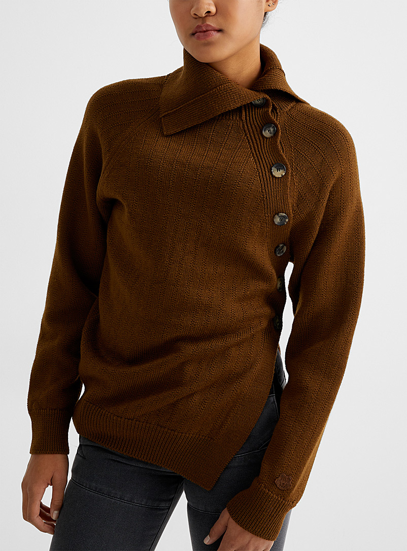 Kenzo Medium Brown Diagonal buttons sweater for women