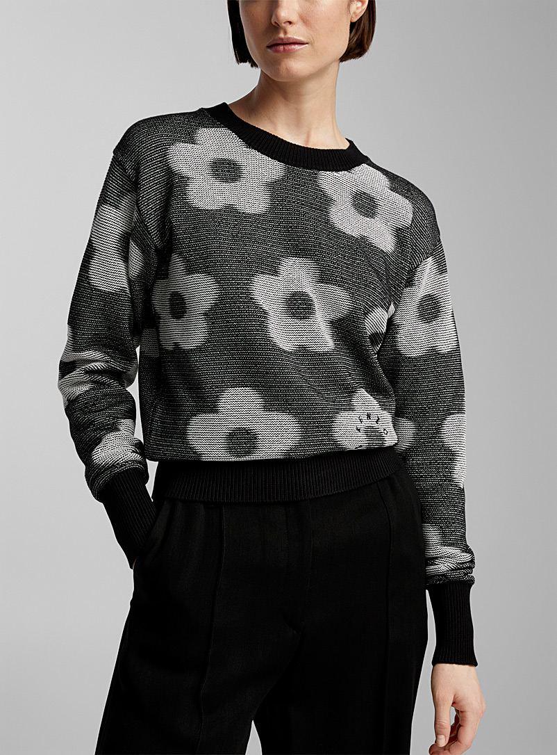 Kenzo Black Jacquard flowers sweater for women