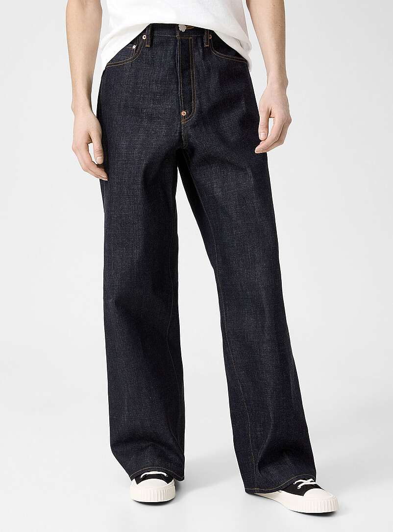 Kenzo Blue Turn up Japanese denim wide-leg jean for men