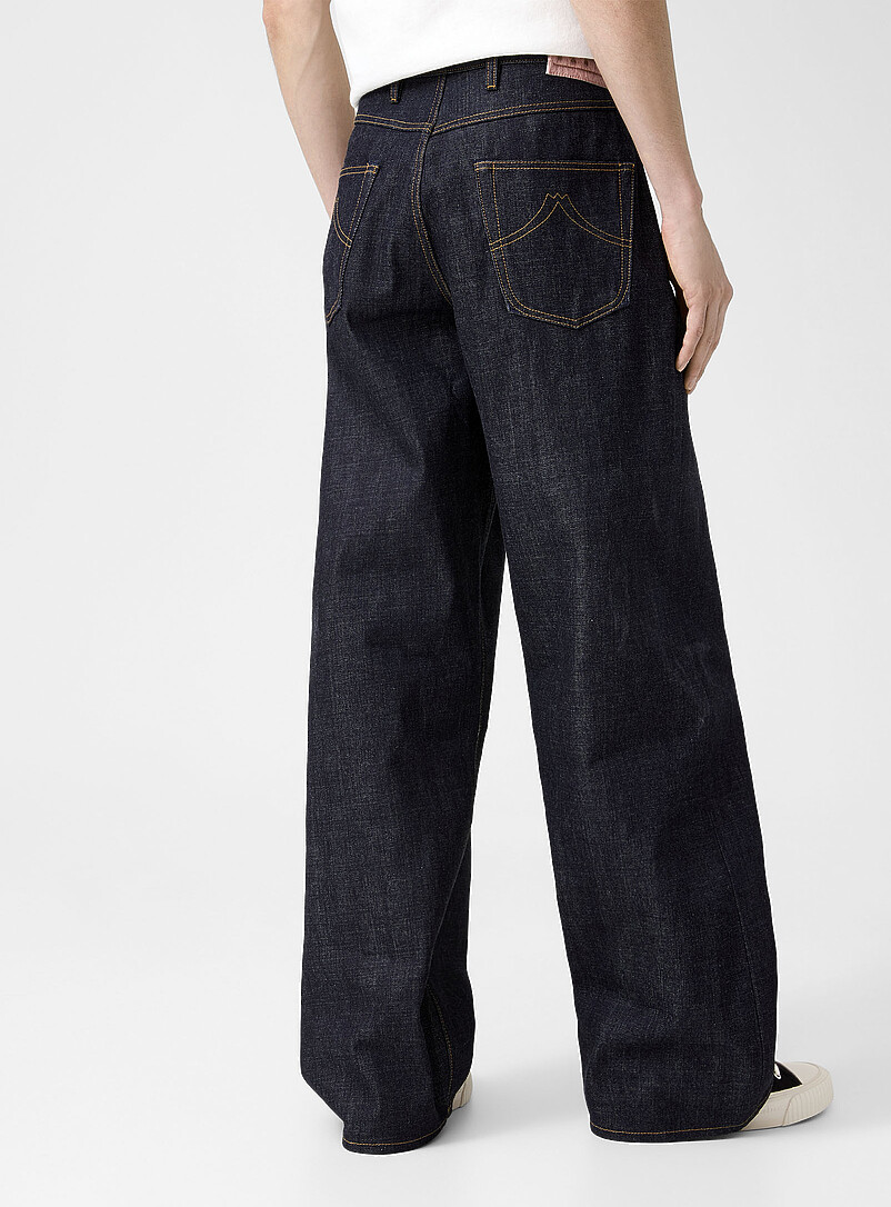 Kenzo Blue Turn up Japanese denim wide-leg jean for men