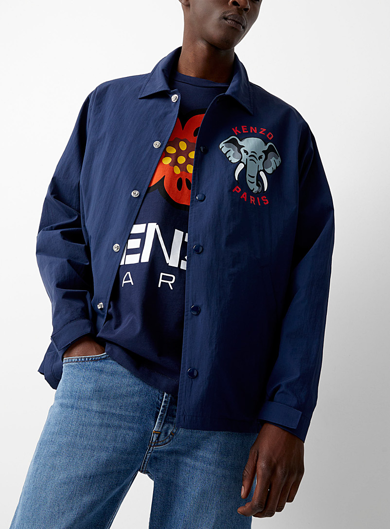 Kenzo Marine Blue Elephant-print coach jacket for men