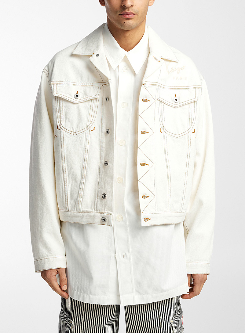 Kenzo Off White Kenzo Créations embroidered trucker jacket for men