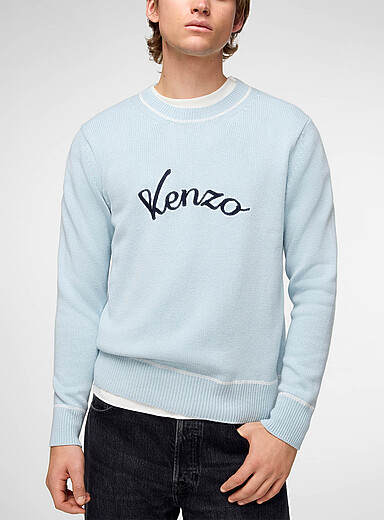 Kenzo Baby Blue Varsity embroidered logo sweater for men