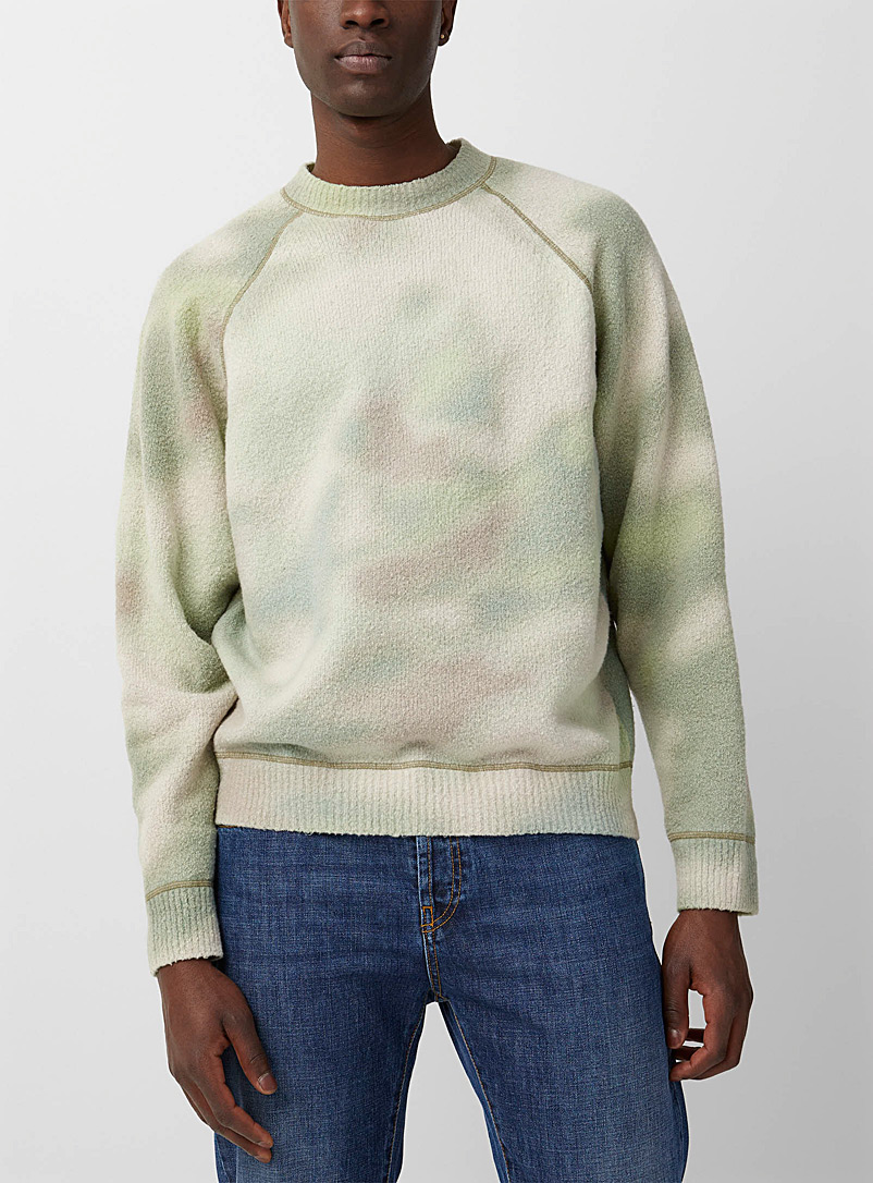 Kenzo Lime Green Cloud Camo pattern sweater for men