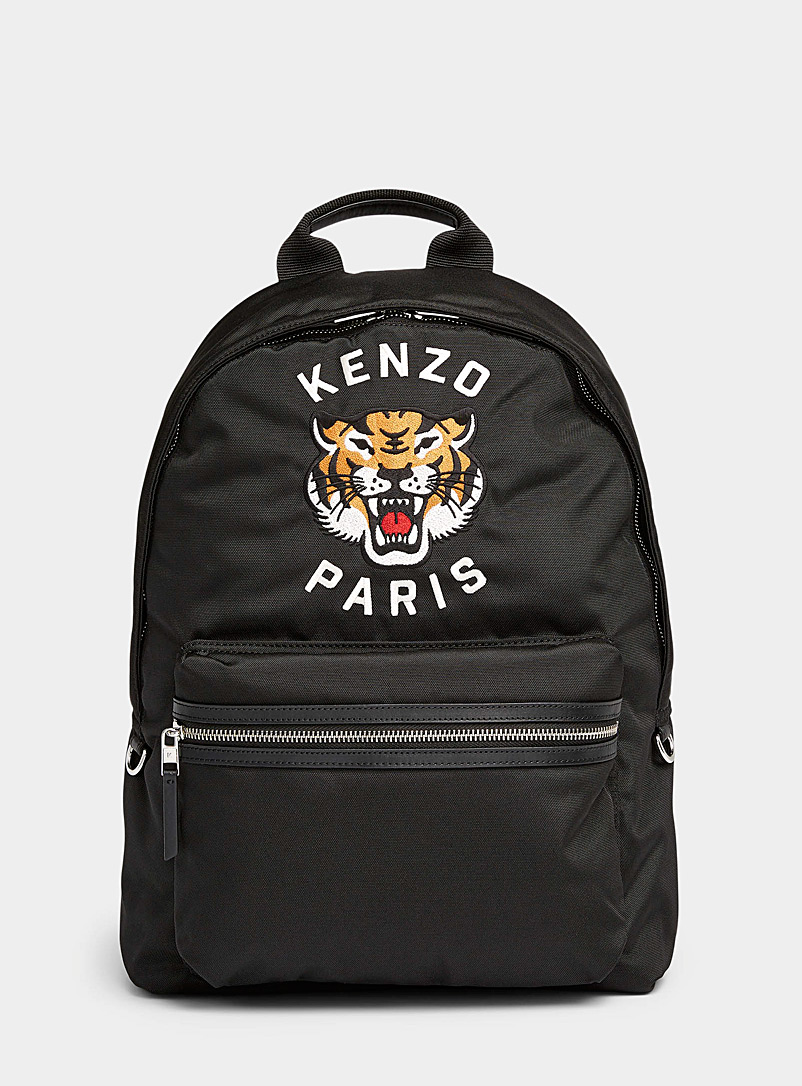 Kenzo Black Embroidered tiger backpack for men