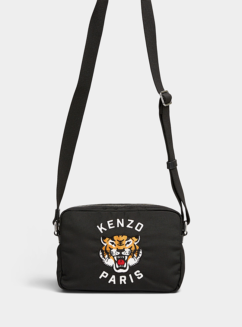 Kenzo Black Tiger embroidered crossbody bag for men