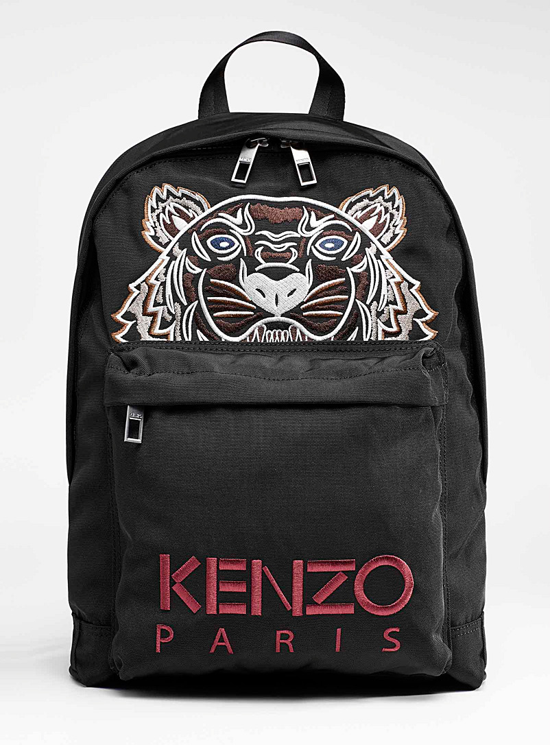 Kenzo Black Embroidered tiger backpack for men