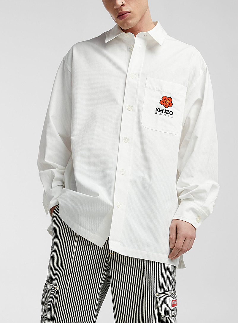 Kenzo White Boke flower embroidered oversized shirt for men