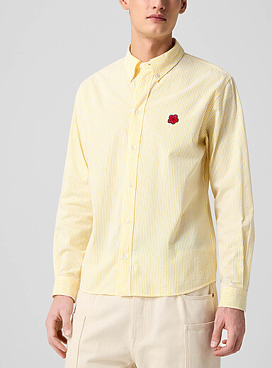 Kenzo: La chemise ray&eacute;e seersucker Boke Flower Jaune ma&iuml;s - Vanille pour homme