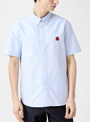 Boke flower short-sleeve oxford shirt