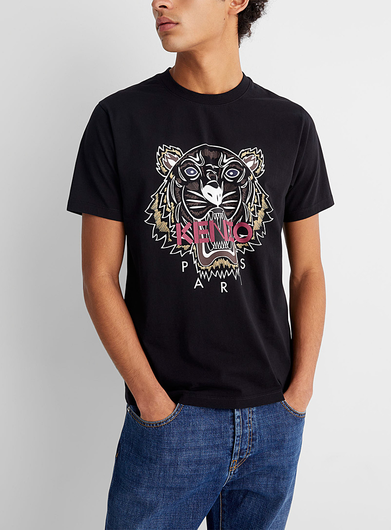 Kenzo Black Tiger print T-shirt for men