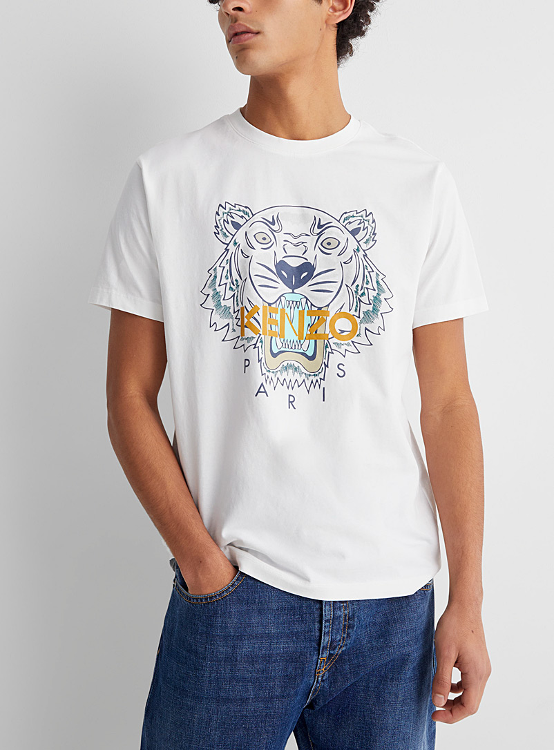 Kenzo White Tiger print T-shirt for men