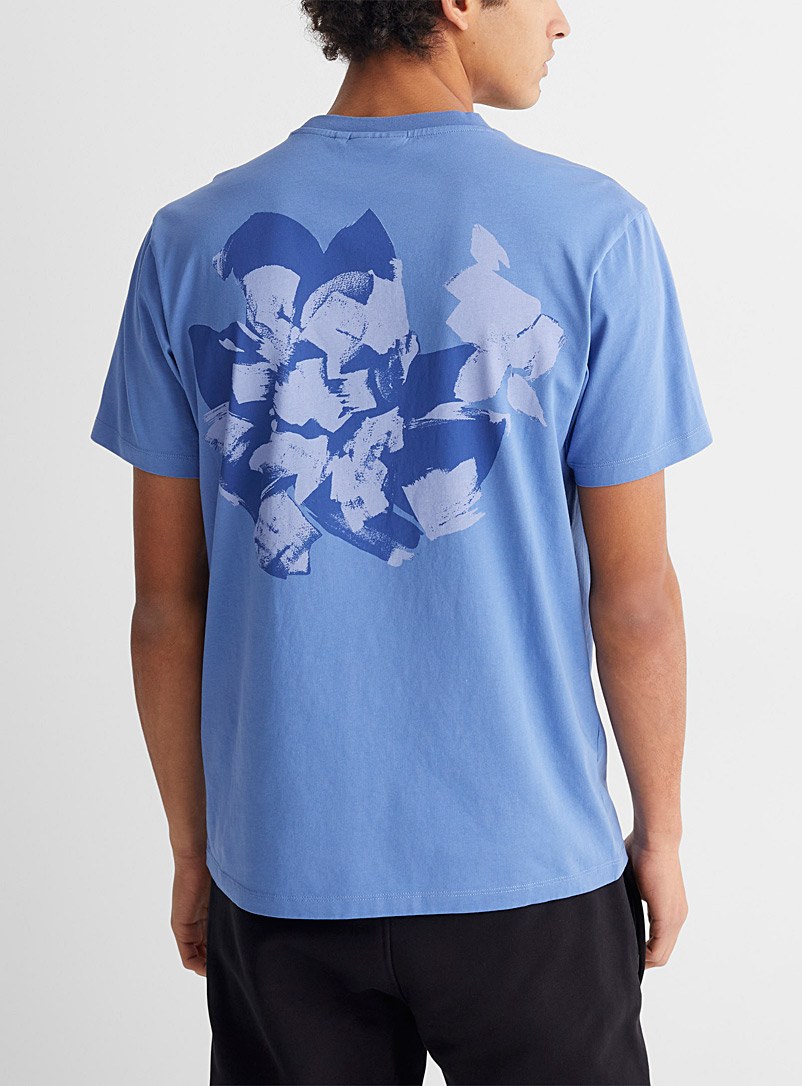 Kenzo: Le t-shirt dos floral abstrait Bleu pour homme