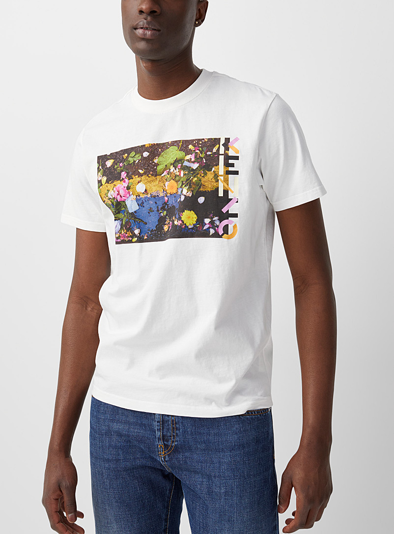 Kenzo: Le t-shirt imprimé photo floral Blanc pour homme