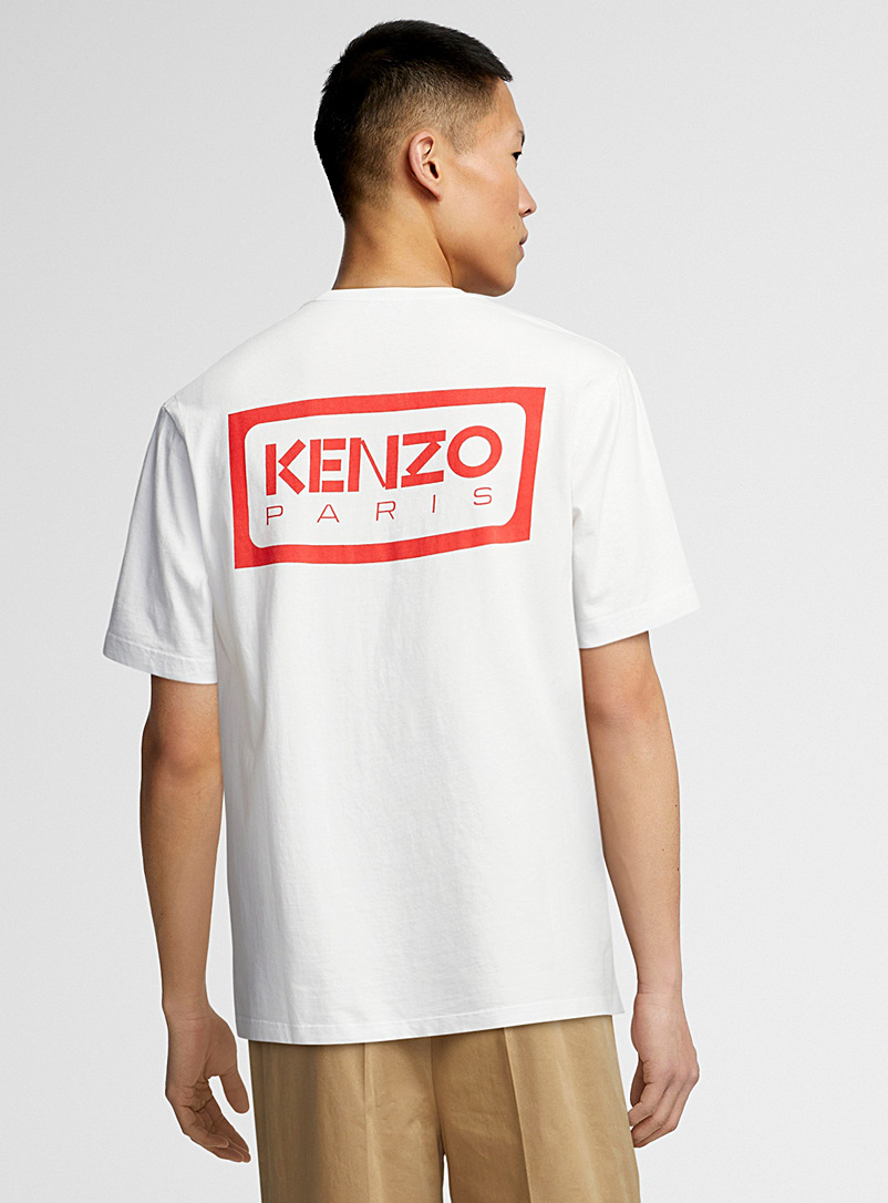 Kenzo: Le t-shirt bicolore imprimé Kenzo Paris Blanc cassé pour homme