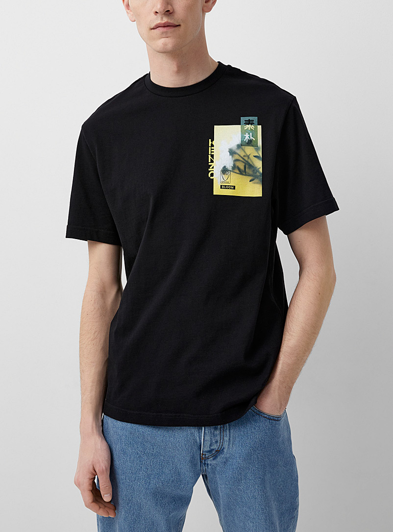 Kenzo: Le t-shirt noir imprimé photo Bloom Noir pour homme