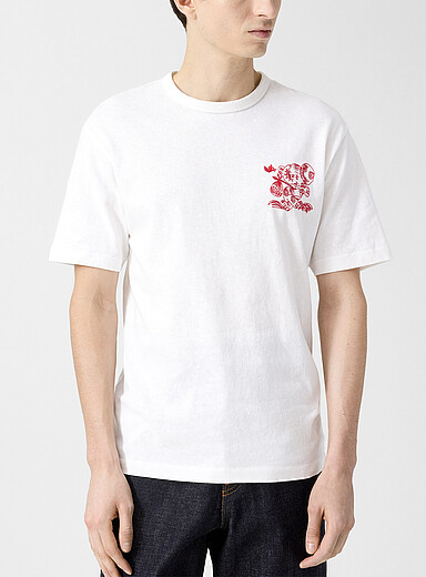 Kenzo: Le t-shirt brod&eacute; animaux cartoon Blanc cass&eacute; pour homme