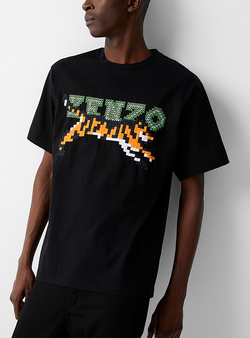 Kenzo Black Kenzo Pixel T-shirt for men