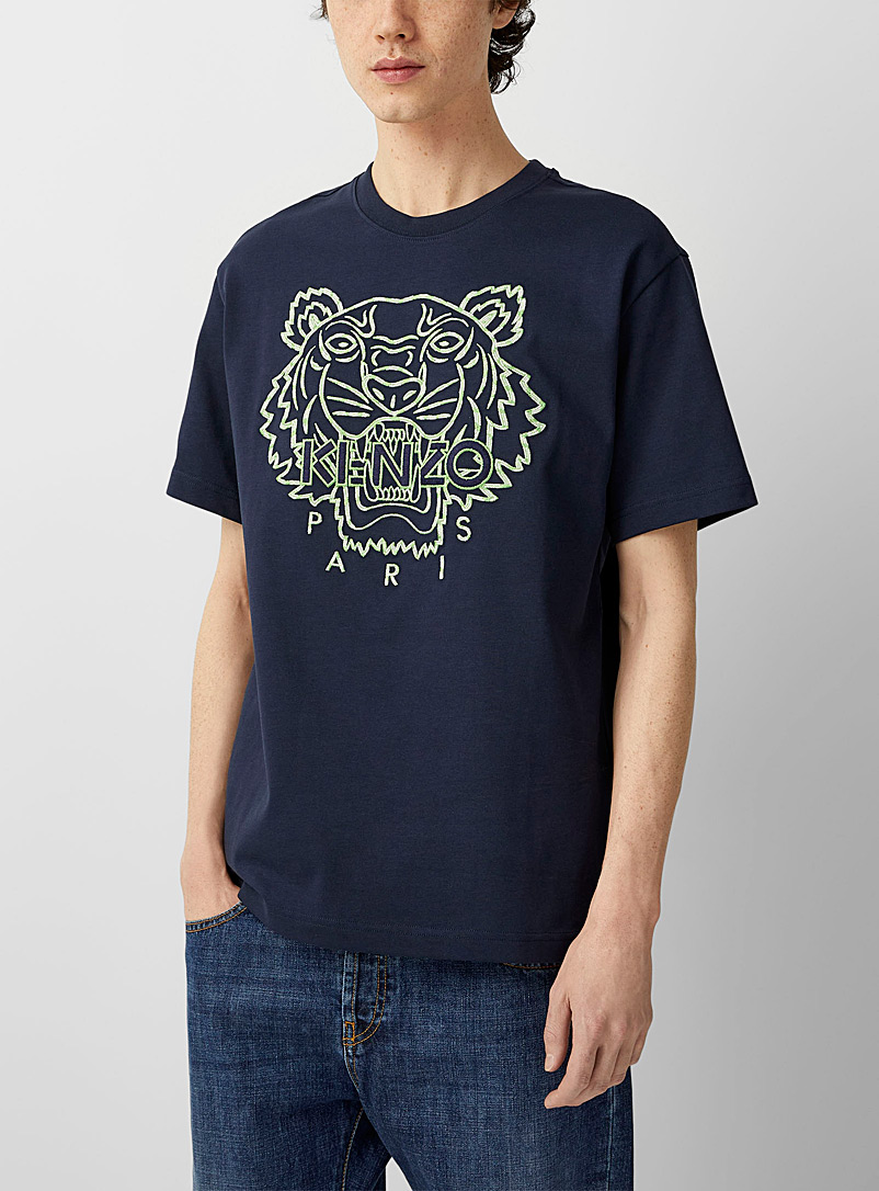 Kenzo Marine Blue Seasonal tiger embroidered T-shirt for men