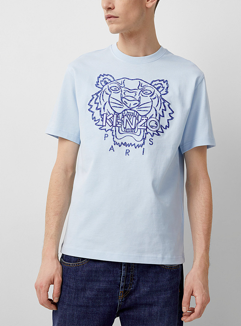 Kenzo Baby Blue Seasonal tiger embroidered T-shirt for men