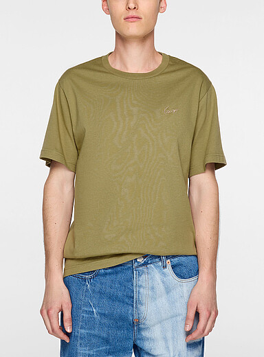 Kenzo: Le t-shirt signature cursive brod&eacute;e Charbon pour homme