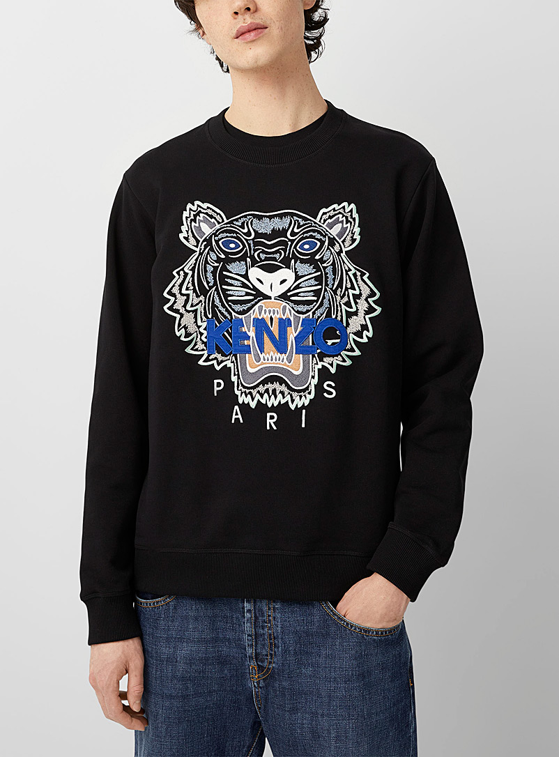 Kenzo Black Embroidered accent logo tiger sweatshirt for men