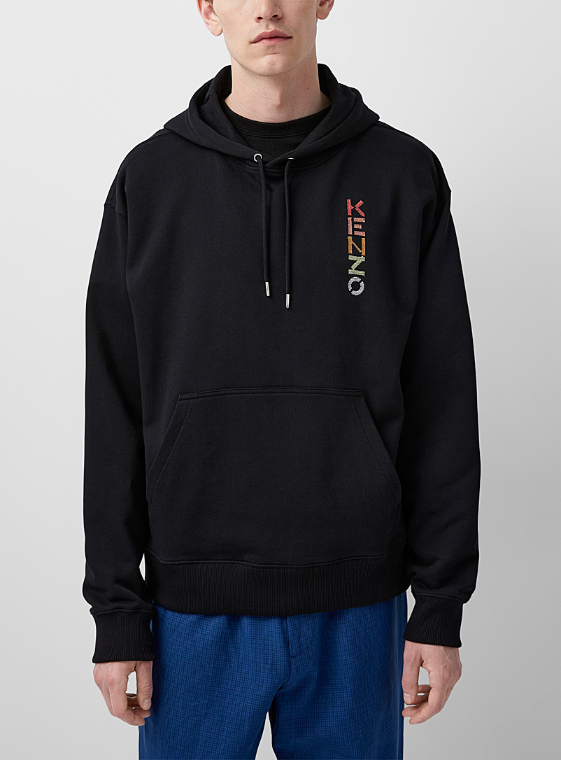 Kenzo Black Repeated logo hoodie for men