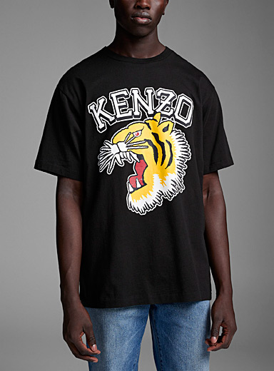 Kenzo: Le t-shirt tigre Varsity Jungle Noir pour homme
