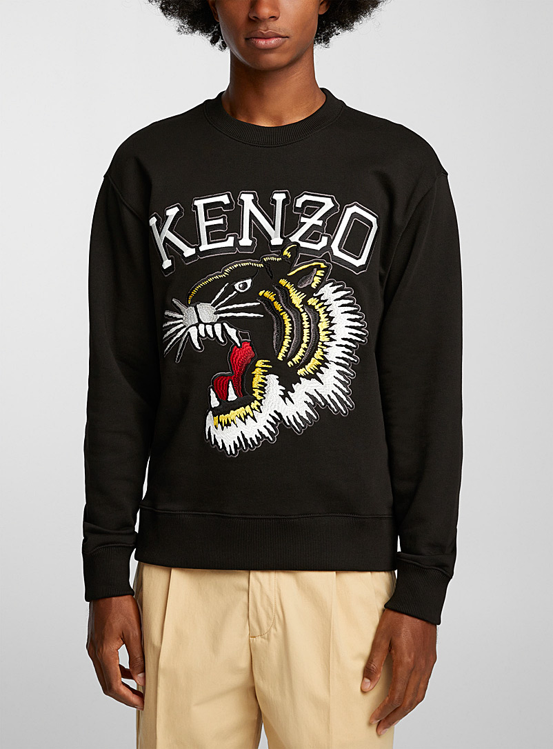Kenzo: Le sweat tigre Varsity Jungle Noir pour homme