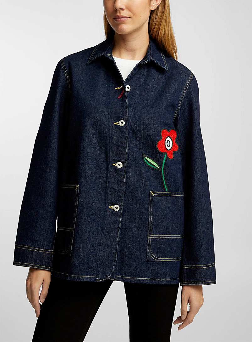 Kenzo Dark Blue Vivienne Street embroidered denim jacket for women