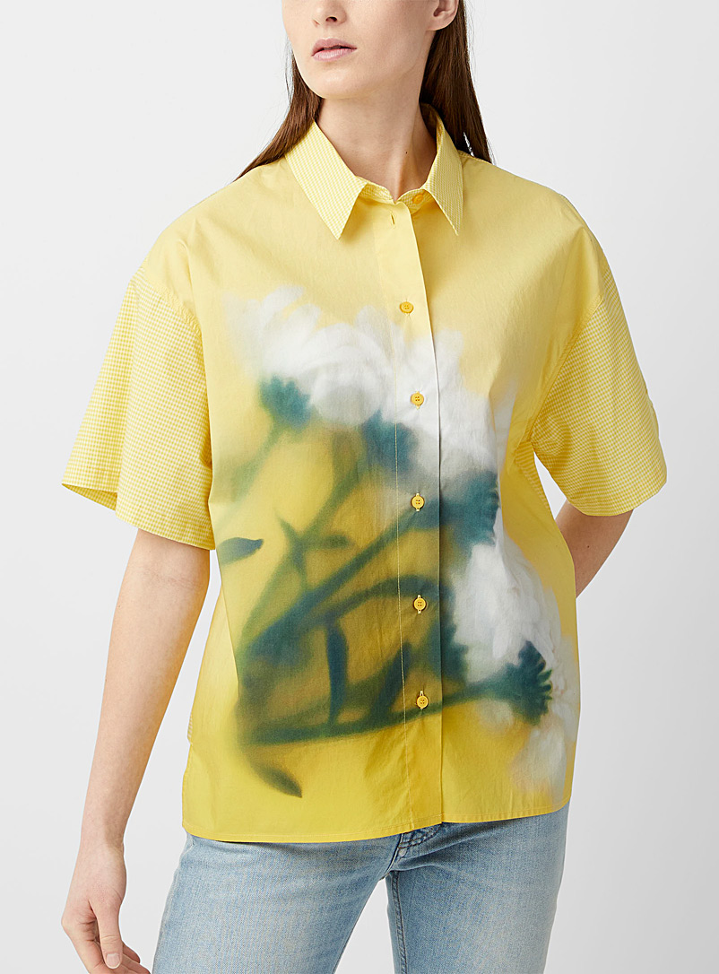 Kenzo Light Yellow Daisy plaid shirt for women