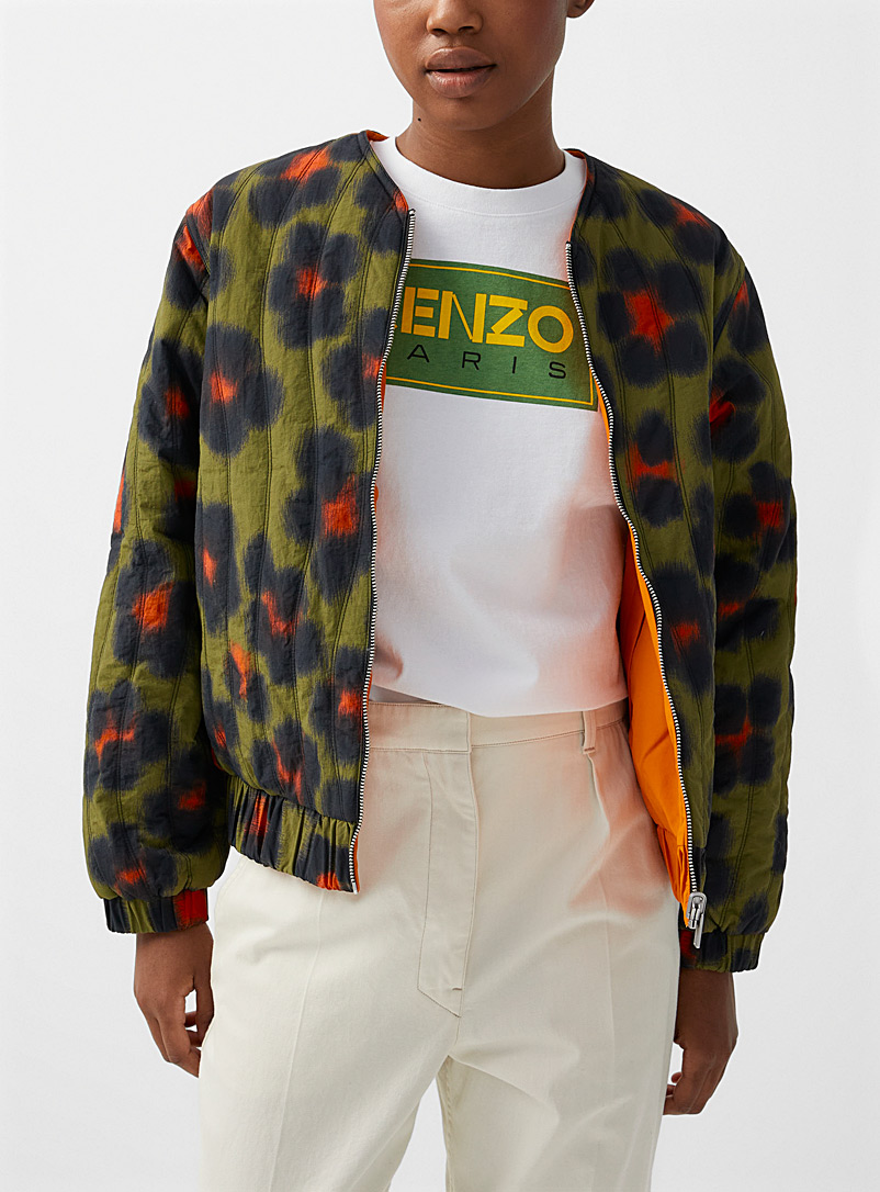 Kenzo: La veste réversible Hana Leopard Kaki chartreuse pour femme