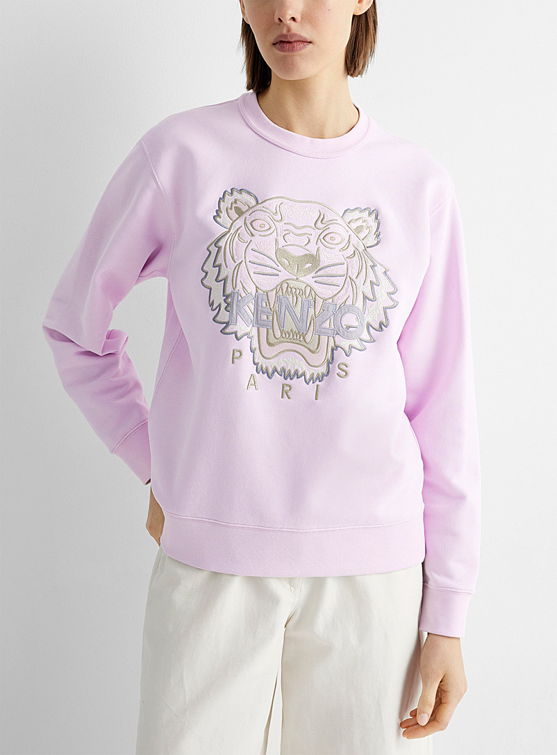 Kenzo Pink Embroidered tiger sweatshirt for women