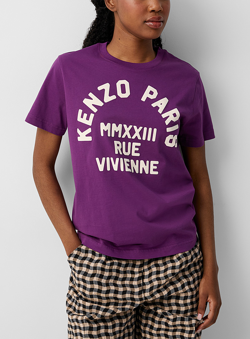 Kenzo: Le t-shirt logo velours Mauve pour femme