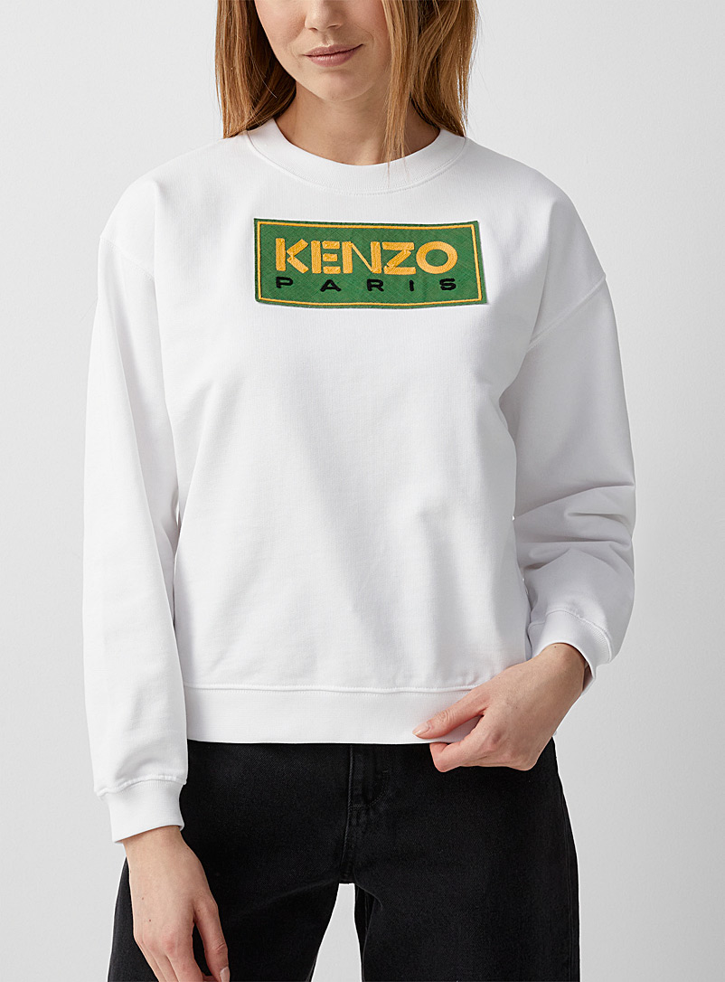 Kenzo White Rectangle logo sweatshirt for women