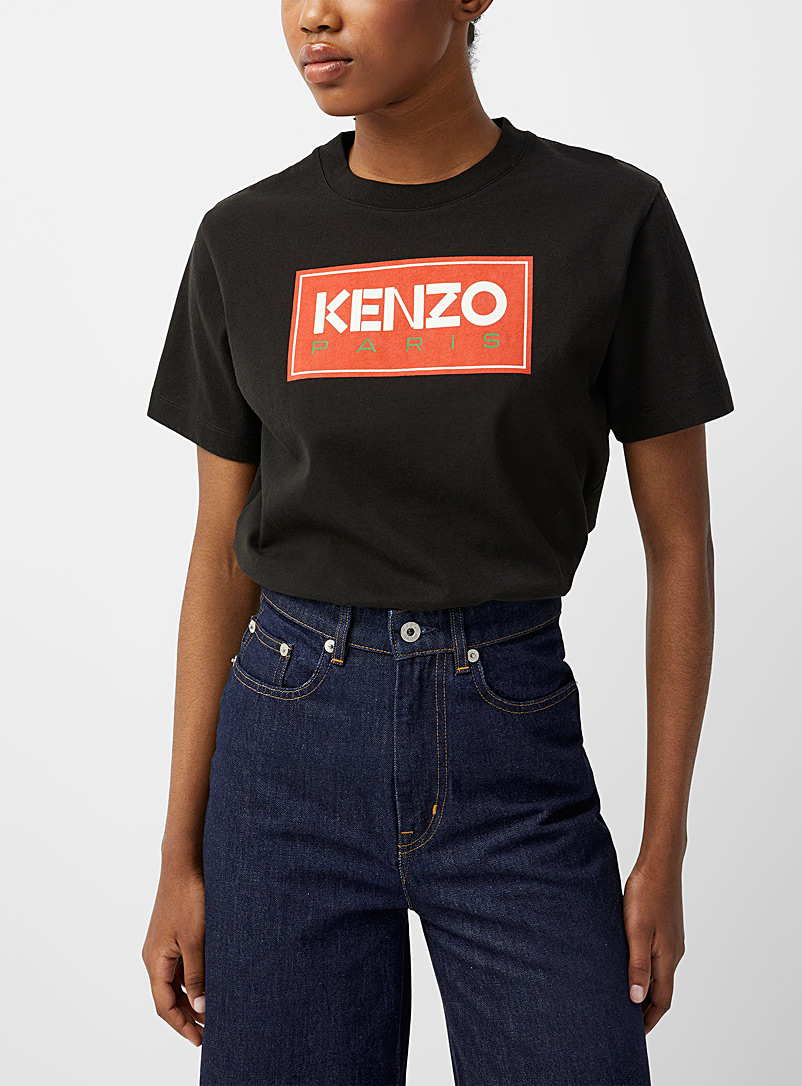 Kenzo Black Rectangle logo T-shirt for women