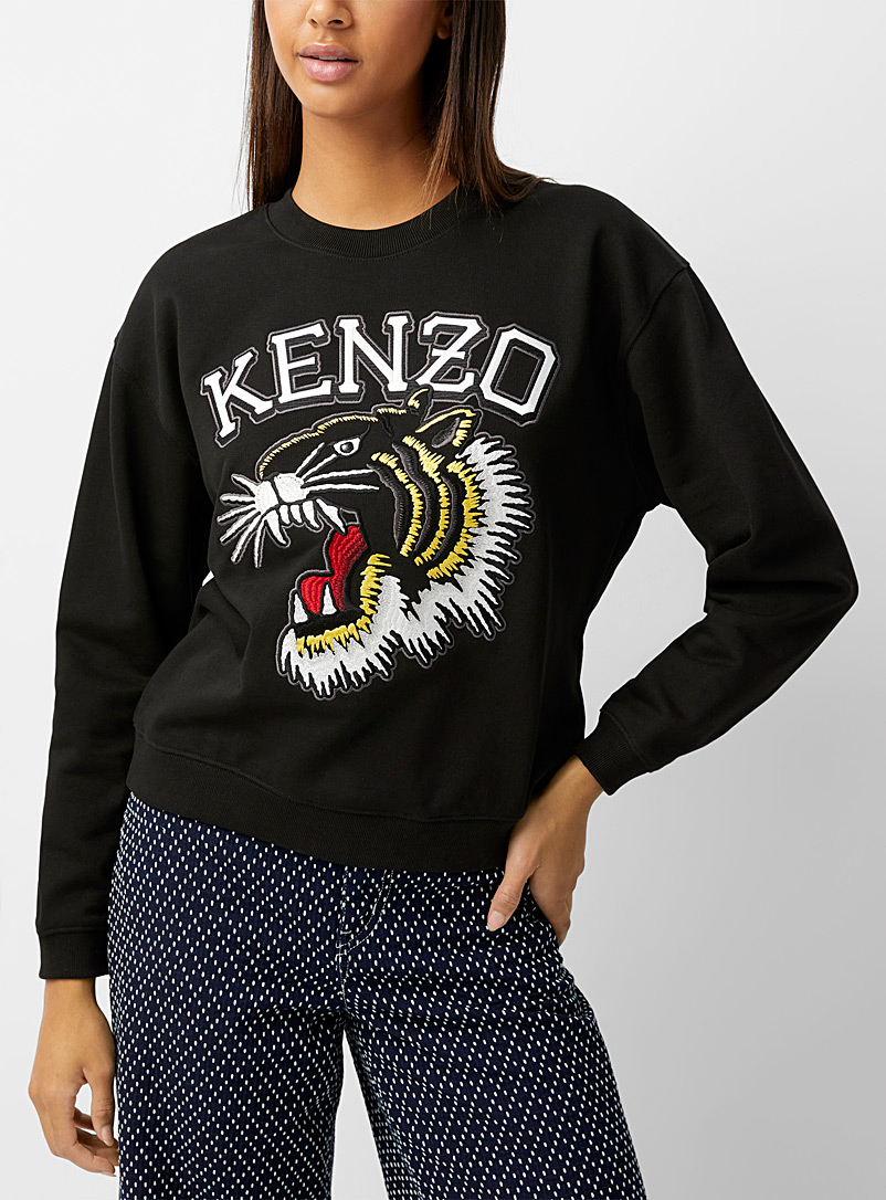 Kenzo: Le sweat tigre Varsity Jungle Noir pour femme