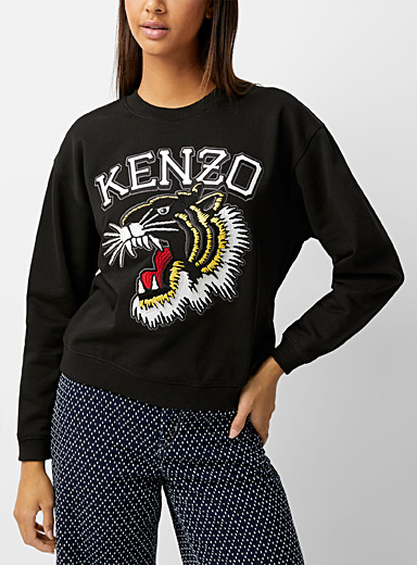 Kenzo Black Varsity Jungle tiger sweatshirt for women