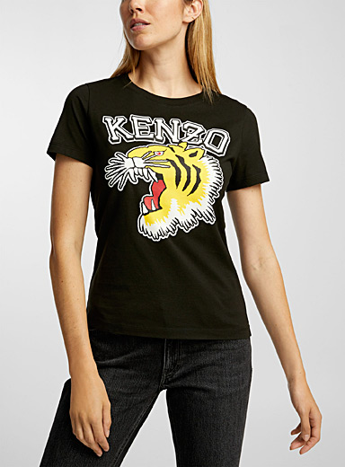 Kenzo Black Varsity Jungle tiger T-shirt for women