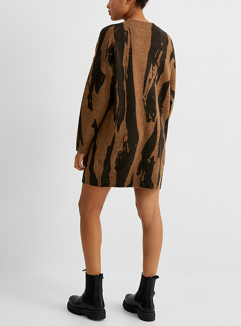 Kenzo Patterned Brown Abstract camo sweater dress for women