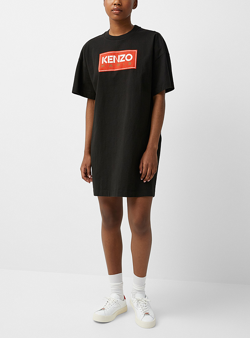 Kenzo Black Rectangle logo T-shirt dress for women