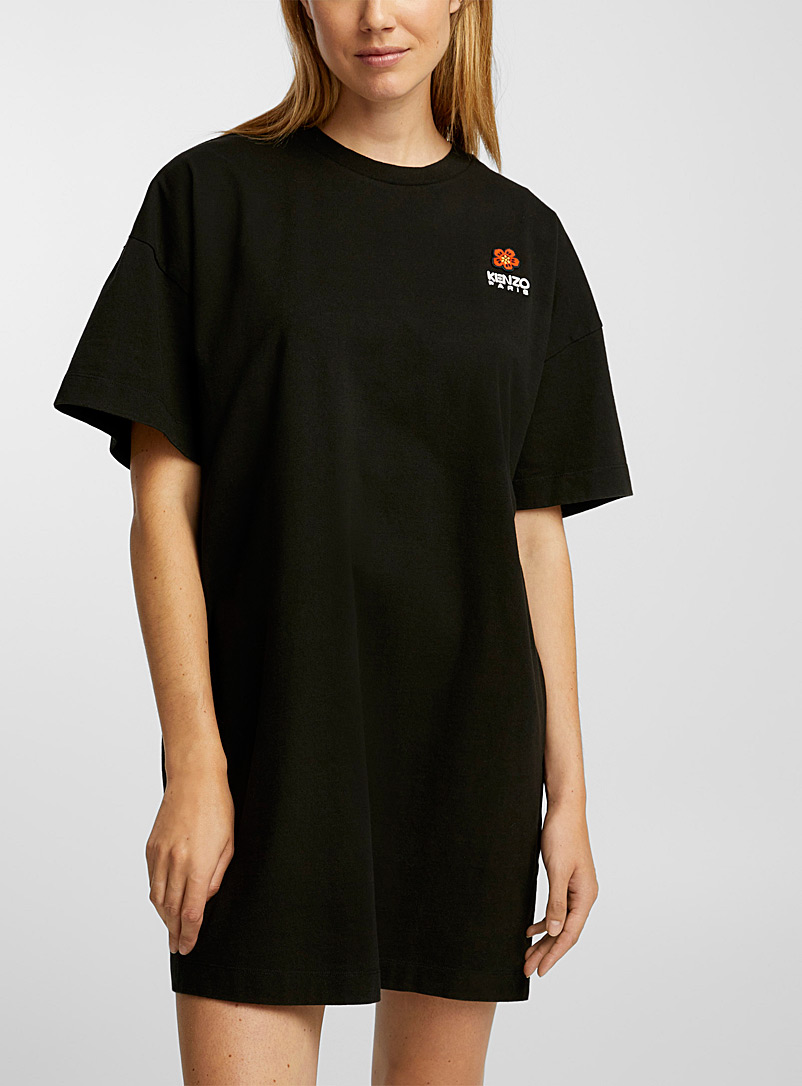 Kenzo: La robe t-shirt écusson Boke Flower Noir pour femme