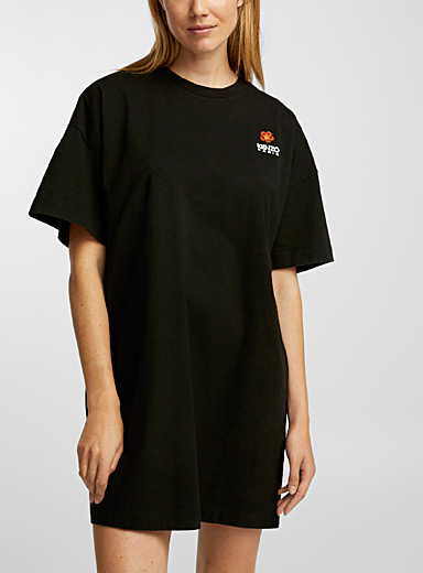 Kenzo Black Boke flower patch T-shirt dress for women