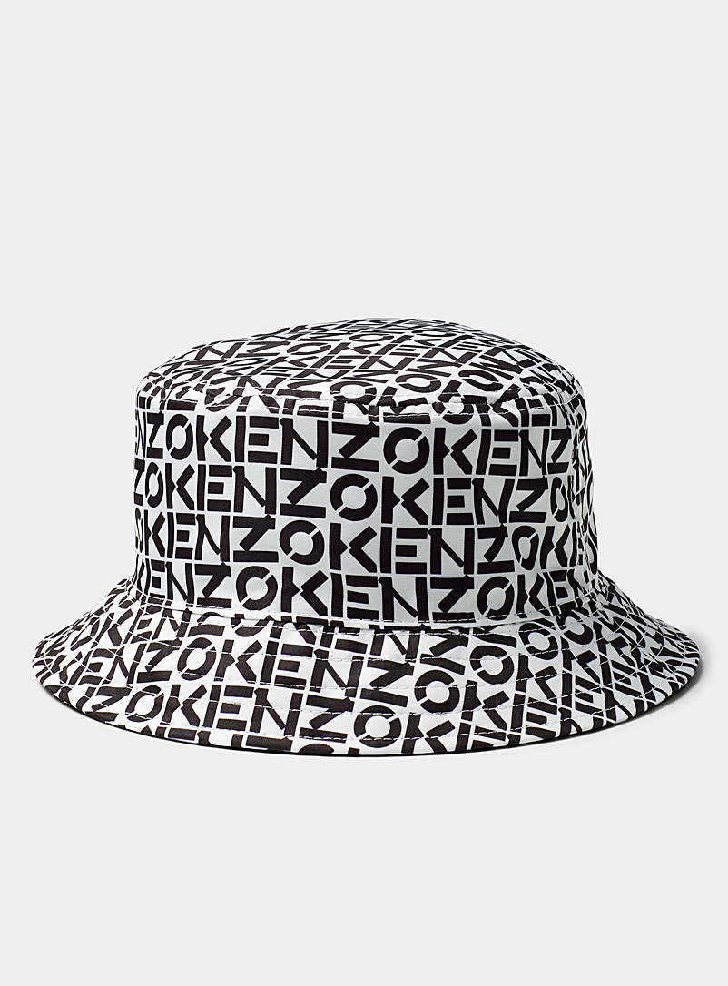 Kenzo Ivory White Reversible monogram bucket hat for women