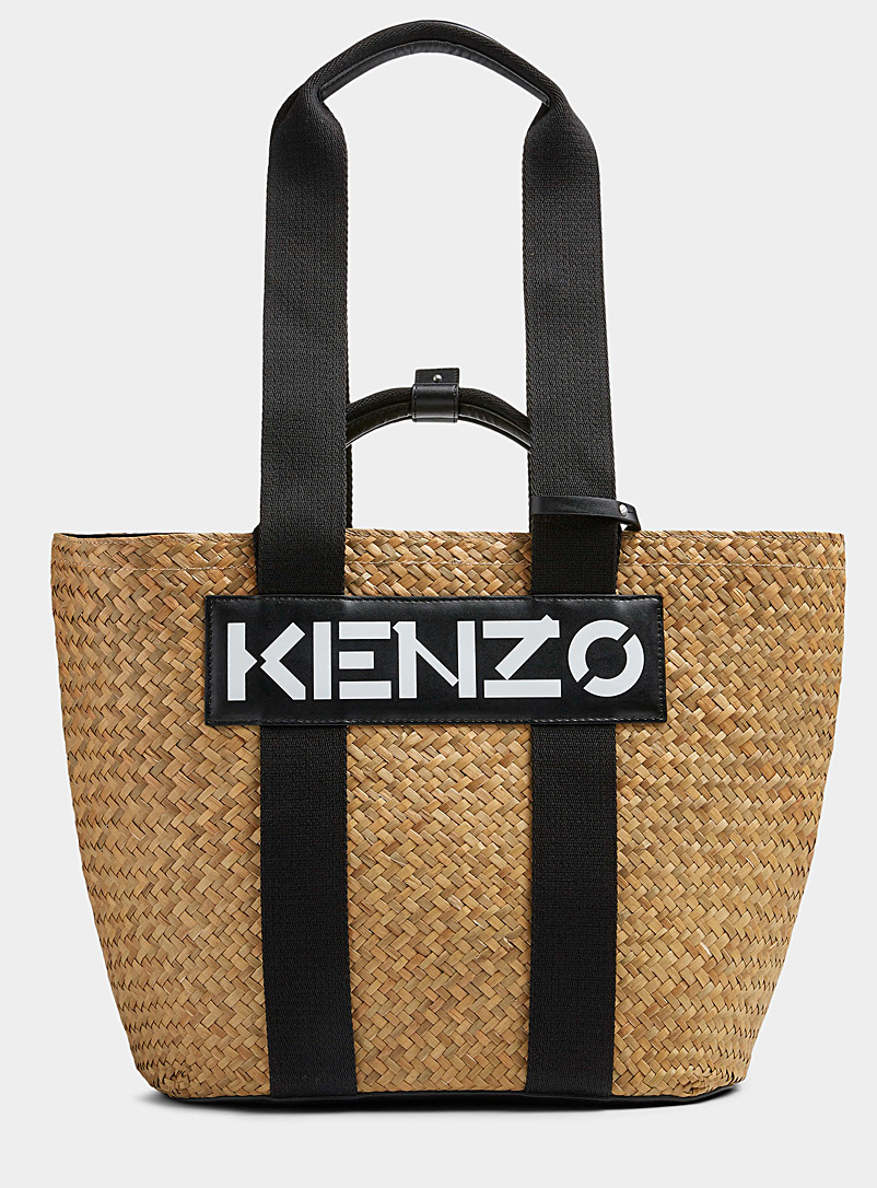 Kenzo Black Logo basket-weave tote for women