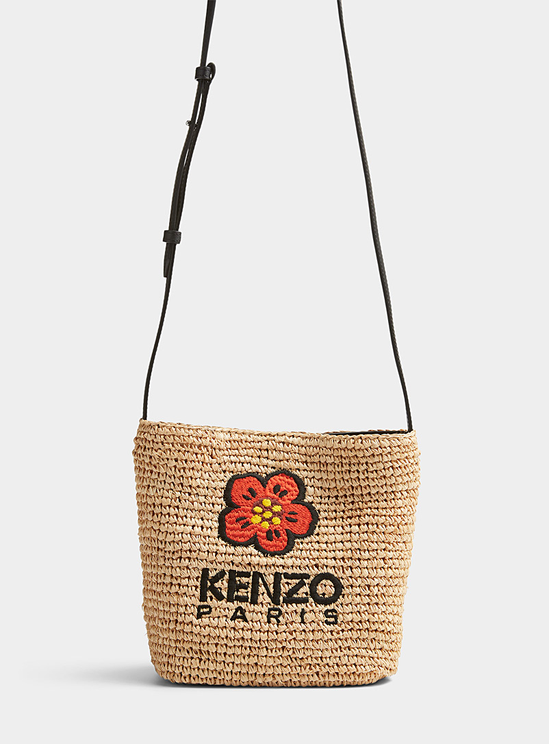 Kenzo Black Boke raffia shoulder bag for women