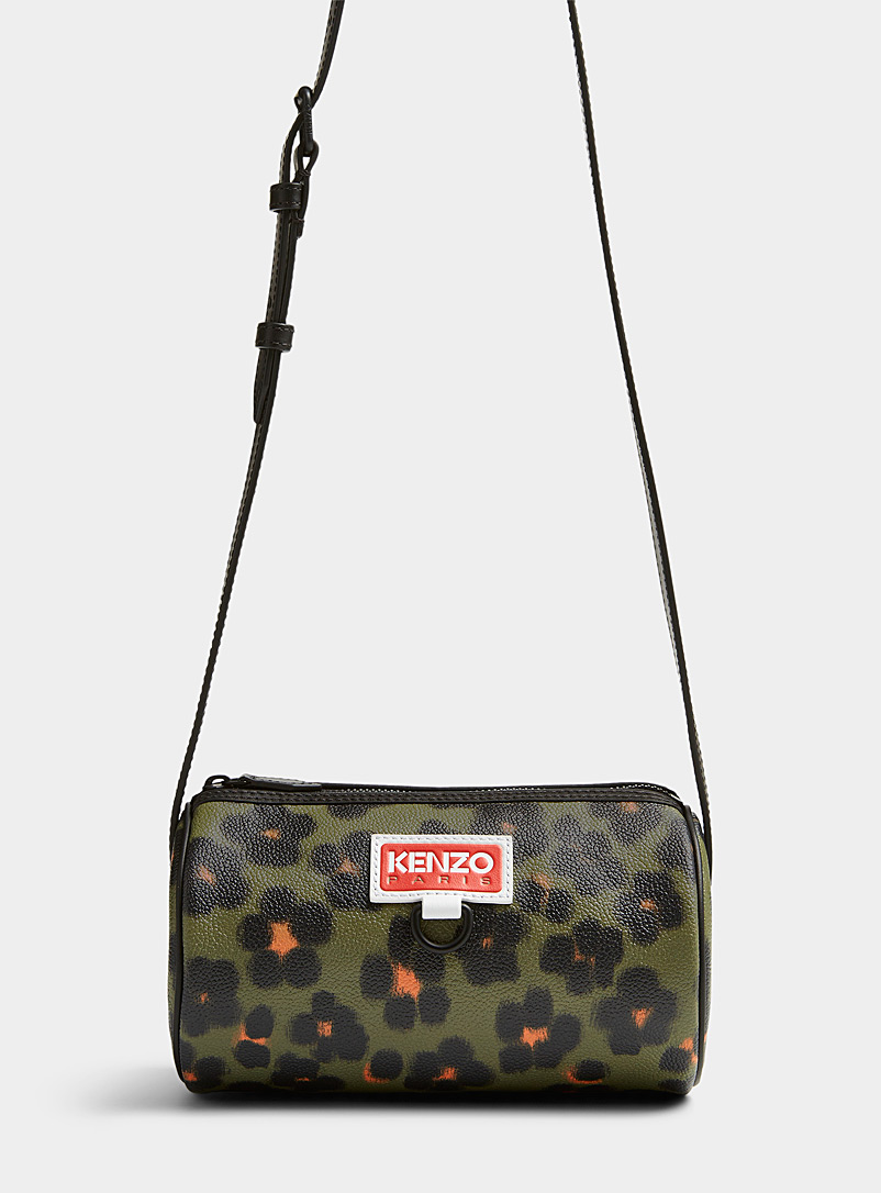 Kenzo Patterned Brown Feline camo cylindrical bag for women