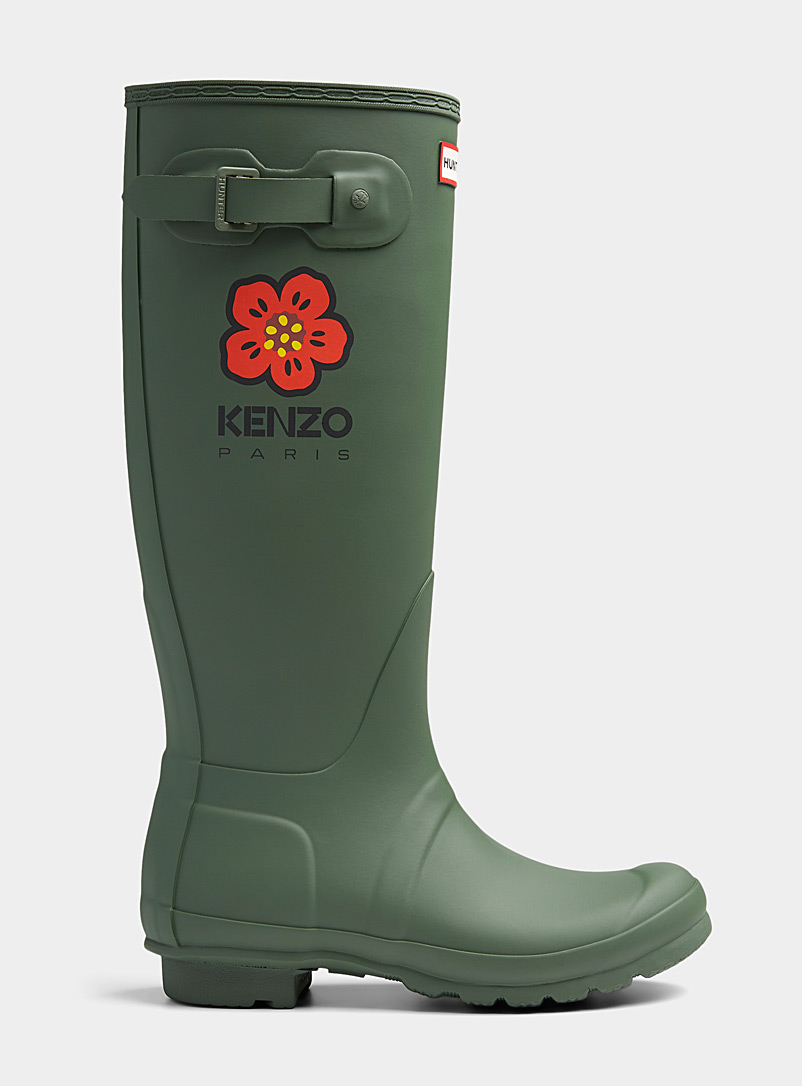 Kenzo: La botte de pluie Wellington Kenzo x Hunter Kaki chartreuse pour femme