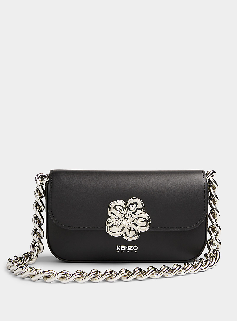 Kenzo Black Magnified chain Boke Flower handbag for women